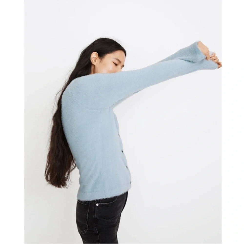 Madewell Hewitt Fuzzy Blue Cardigan